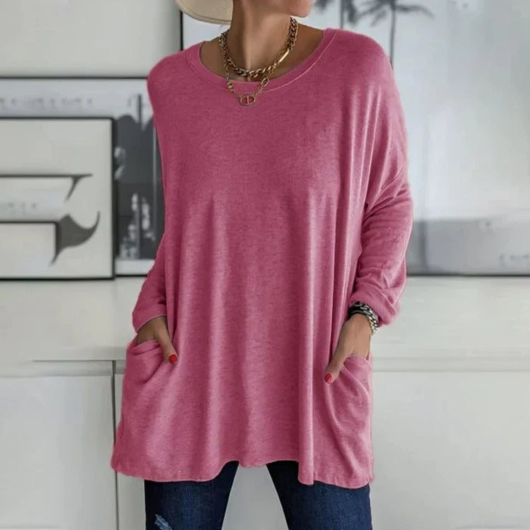 Pull Femme Chaud en Laine avec Manches Longues et Poches