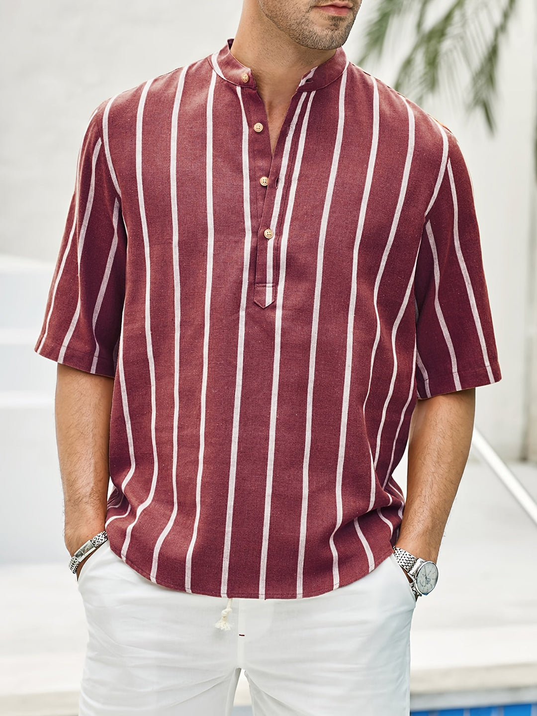 Chemise Décontractée Rayée Été