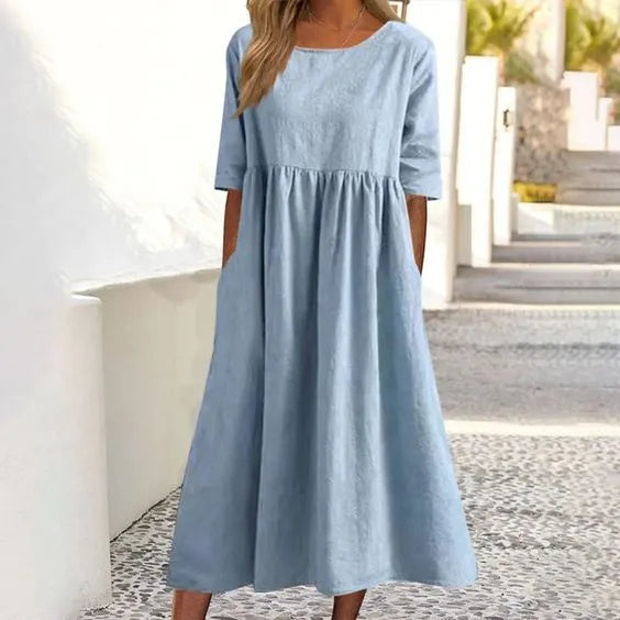 Robe Été Chic pour Femmes Mi-Longue
