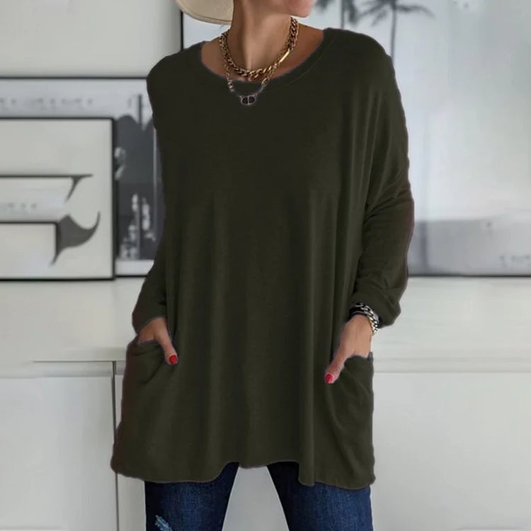 Pull Femme Chaud en Laine avec Manches Longues et Poches