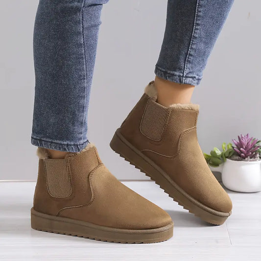 Bottines Femmes Hivernales - Chaussures à Enfiler Doublées Fourrure & Semelle Solide - LuxeStyle