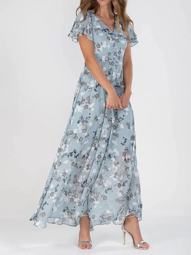 Robe Été Longue Corail pour Femme avec Ceinture