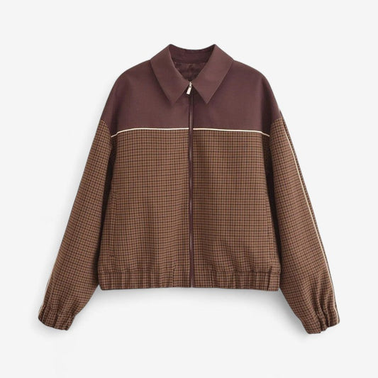 Blouson bomber en tartan avec zip et manches tendance - LuxeStyle