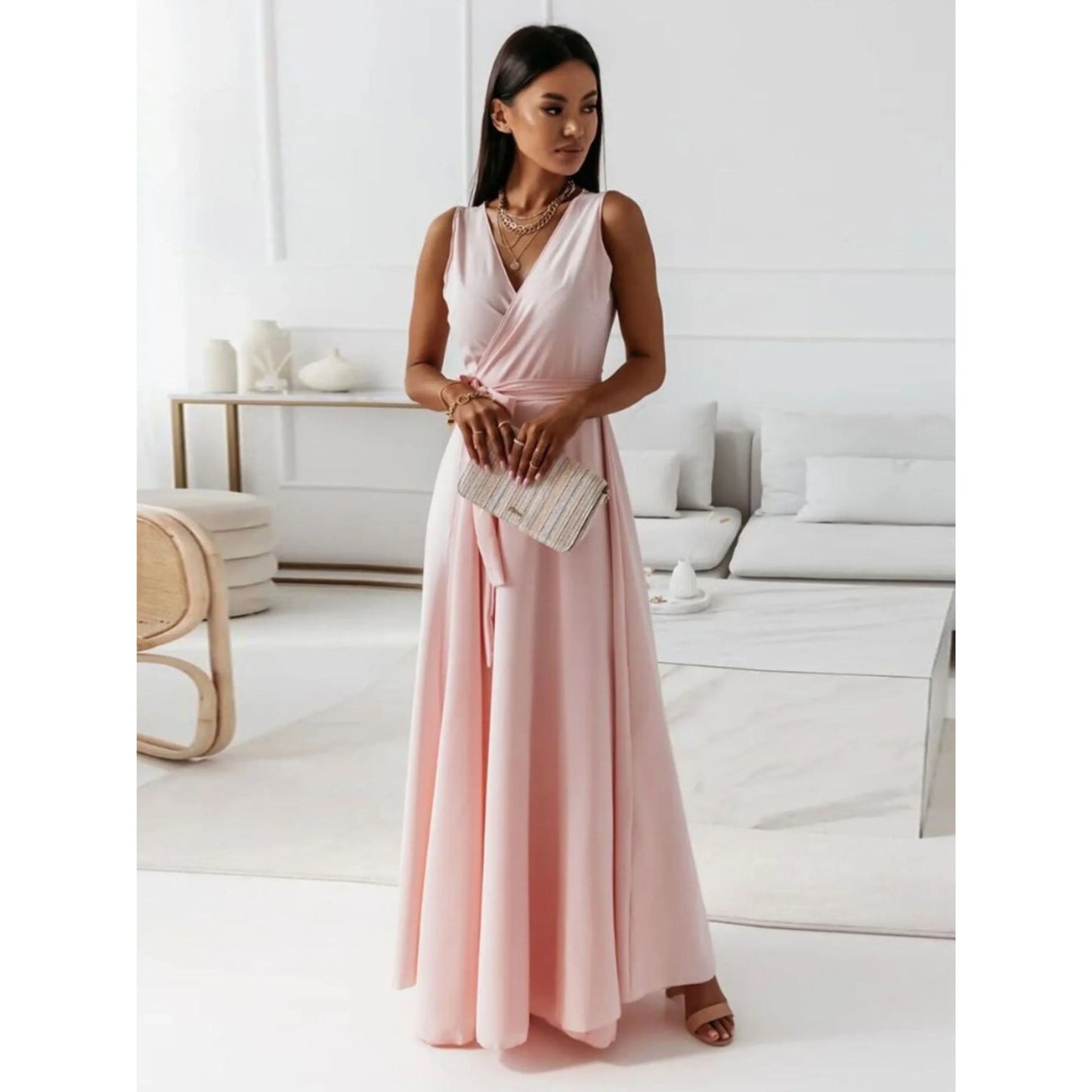 Robe Élégante Col V pour Femmes