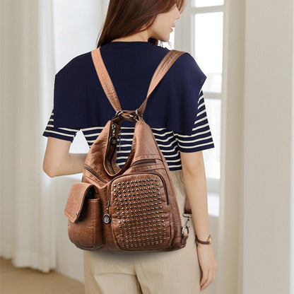 Sac à dos cuir brun femme élégant - LuxeStyle
