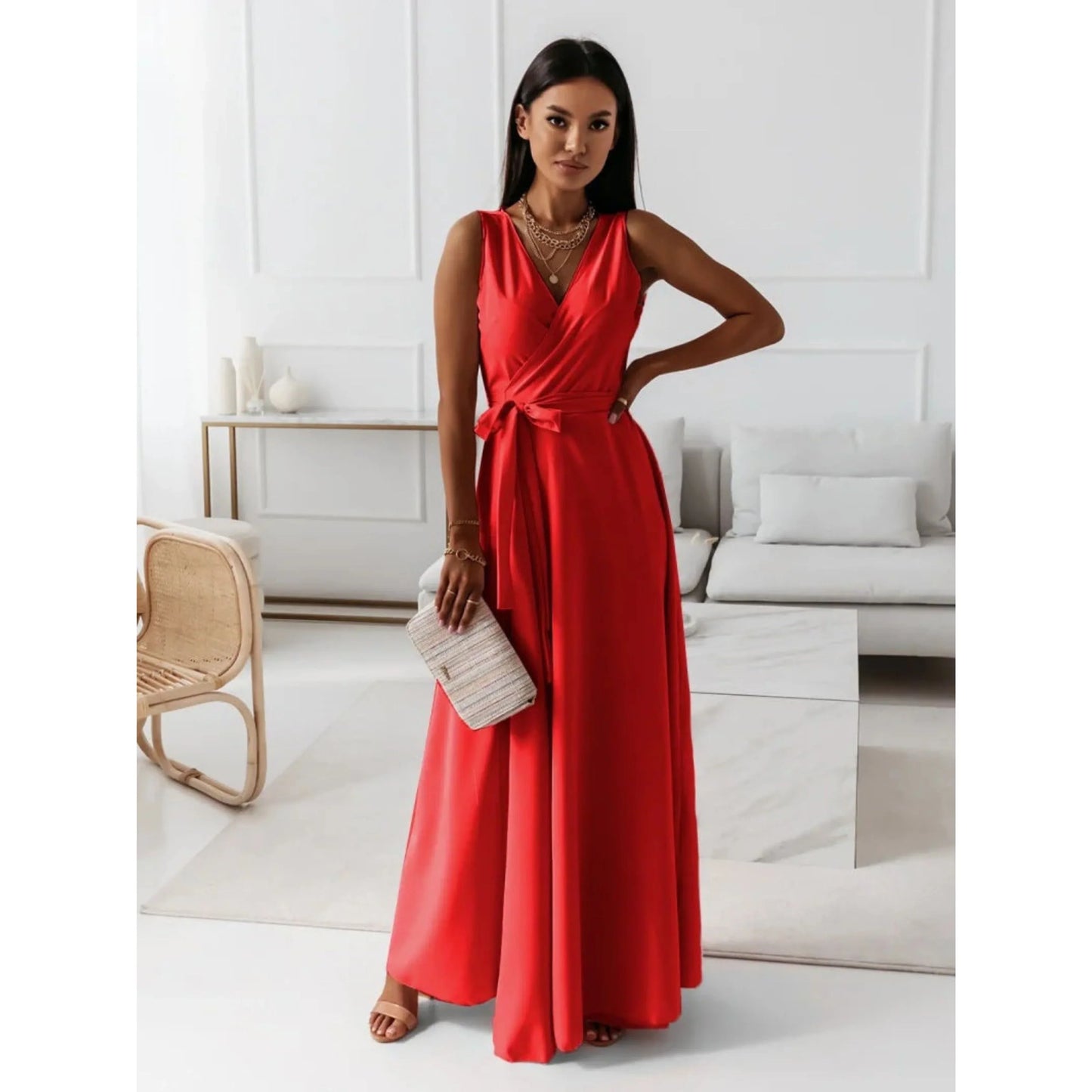 Robe Élégante Col V pour Femmes