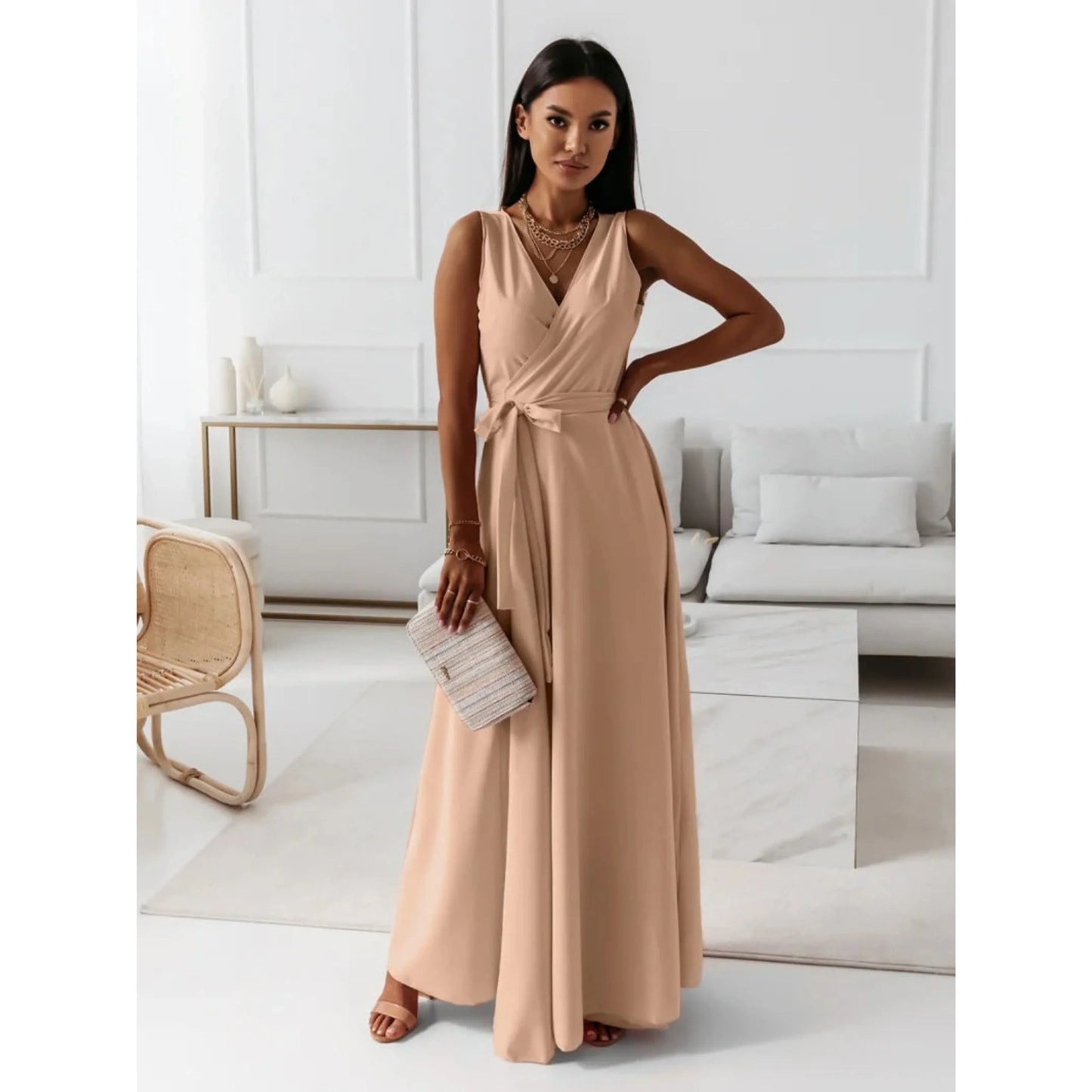 Robe Élégante Col V pour Femmes