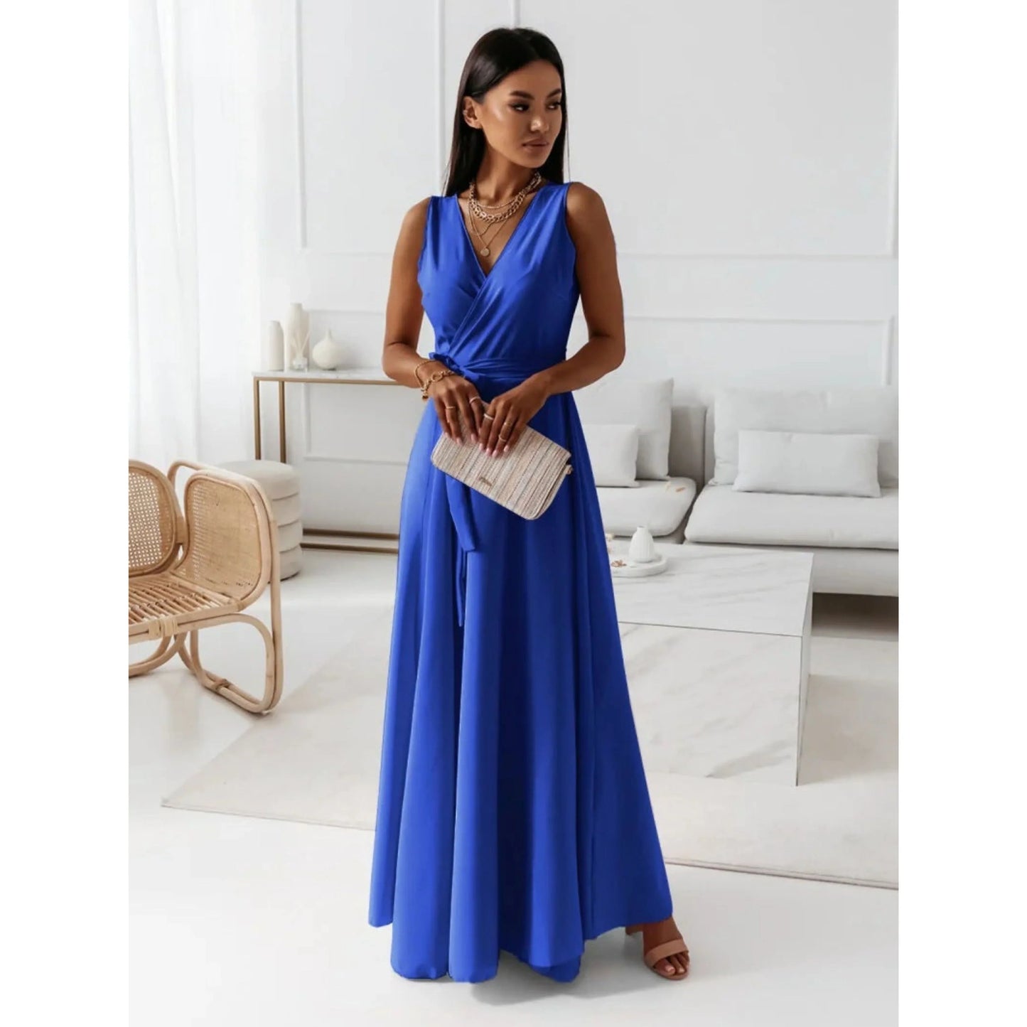 Robe Élégante Col V pour Femmes