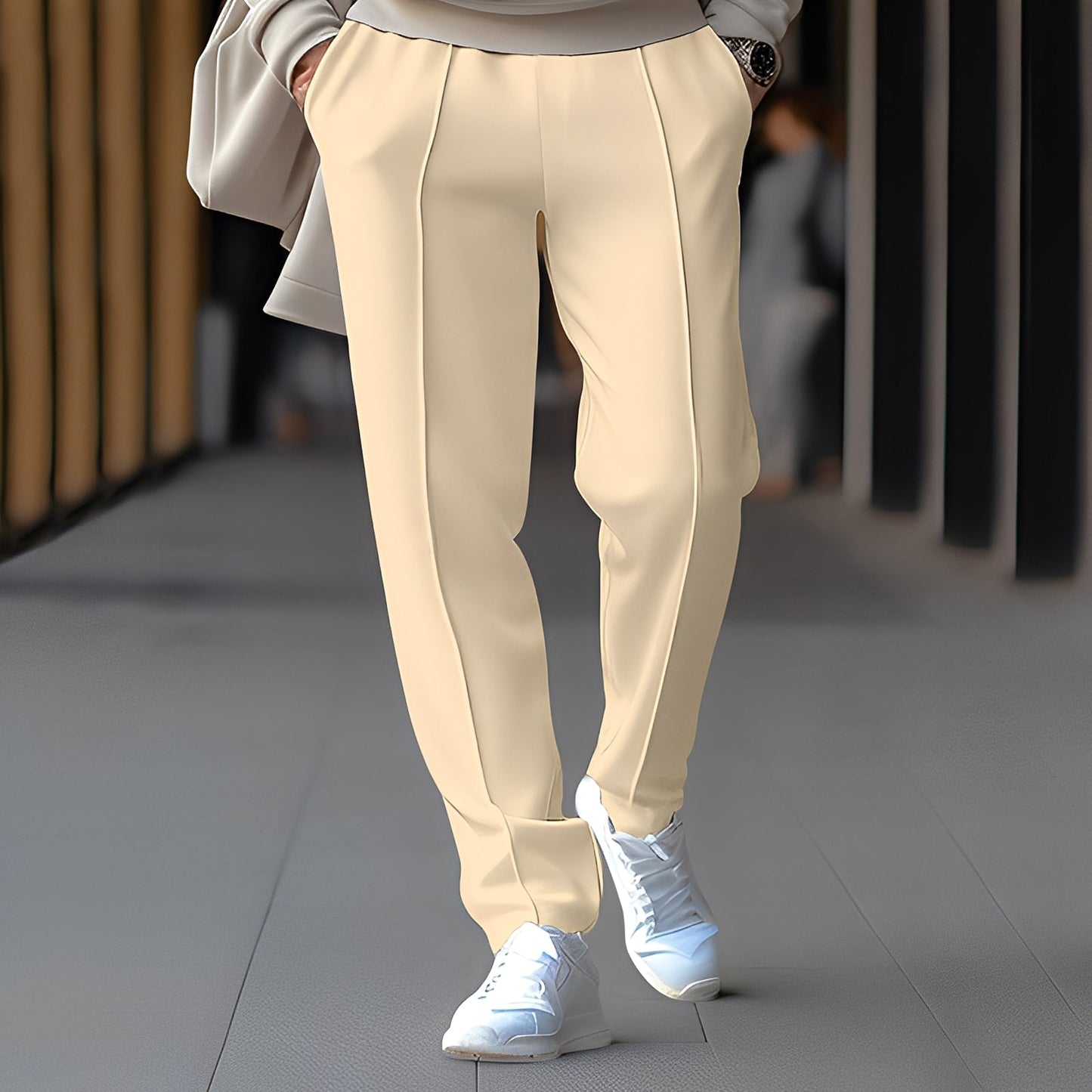 Pantalon Homme Élégant Taille Droite pour Travail Quotidien