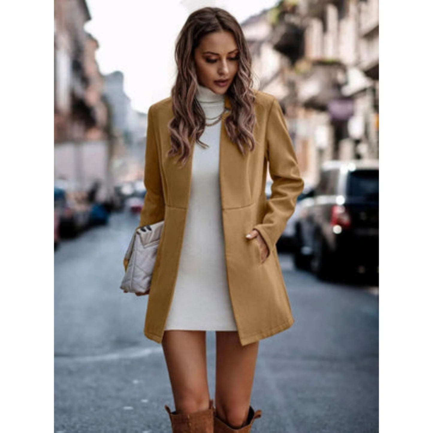 Manteau Femme Élégant Long Taille Cintrée