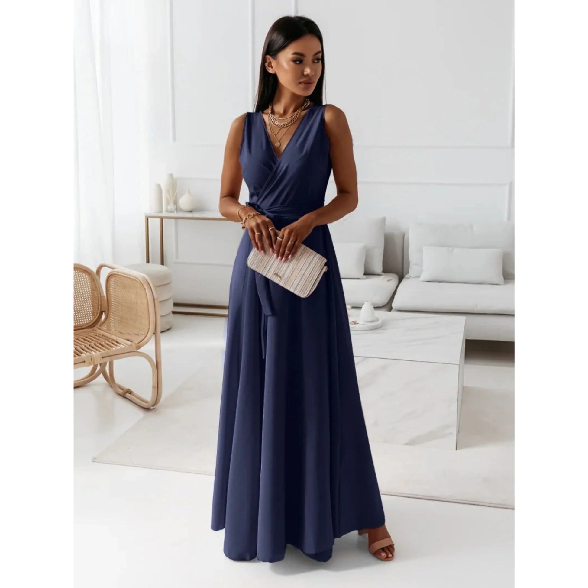 Robe Élégante Col V pour Femmes - luxestyle