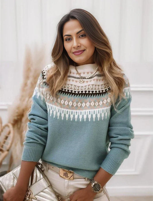 Pull Femme Hiver Chic Étoile Bleu Pastel - LuxeStyle