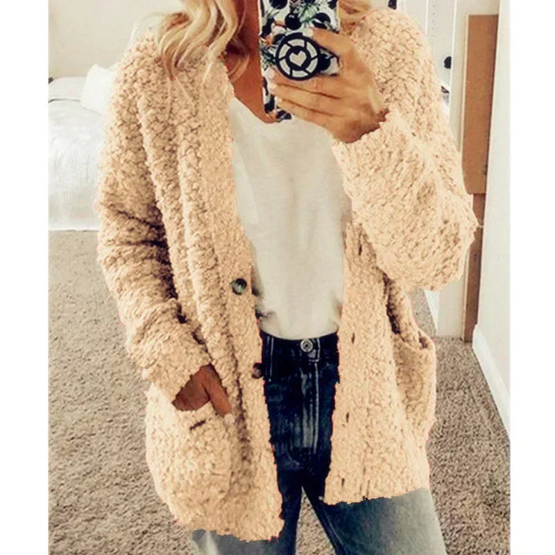 Veste douillette blanche femme poches boutons