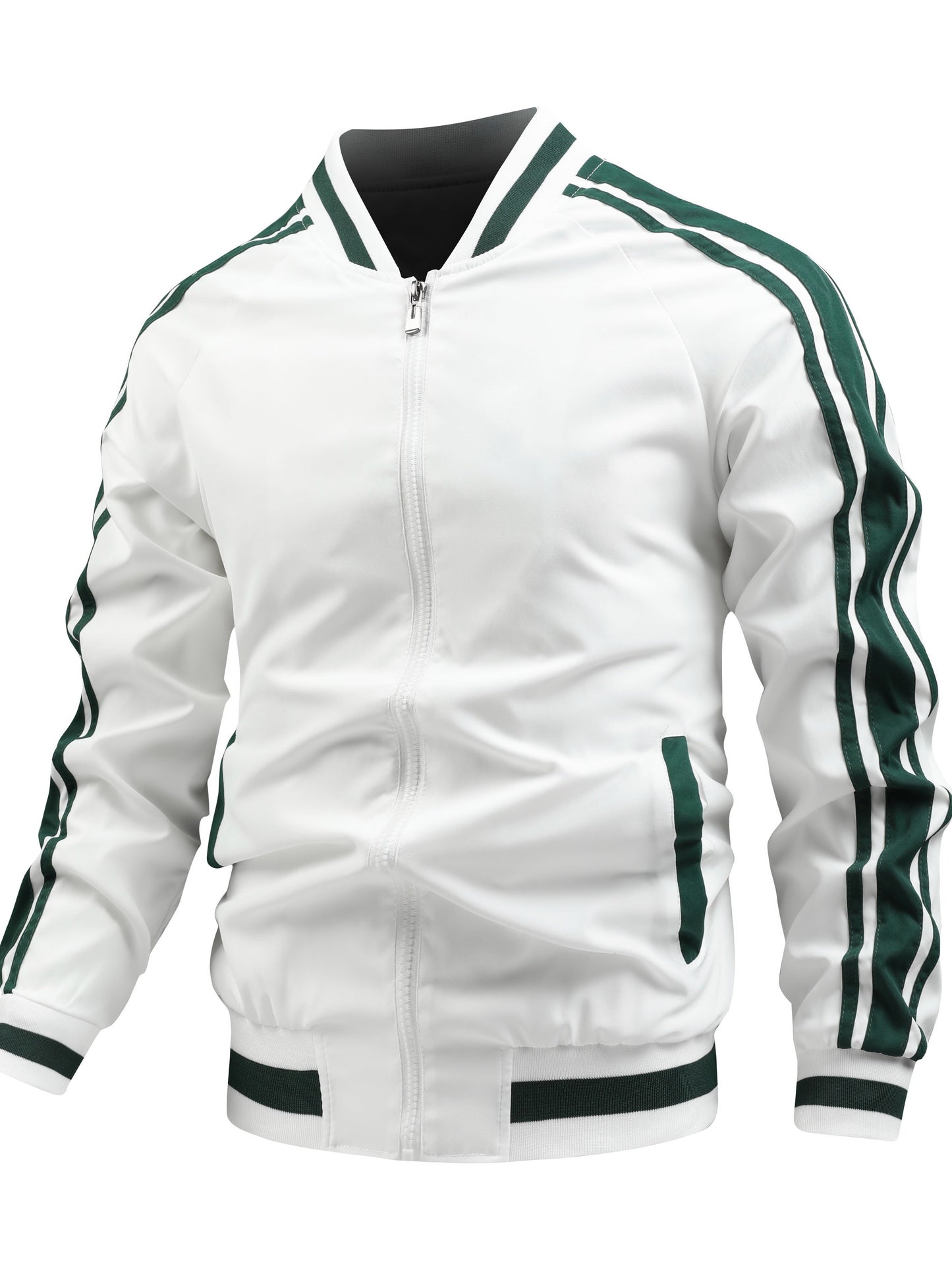 Veste de Sport Blanche et Vert Foncé pour Homme - LuxeStyle