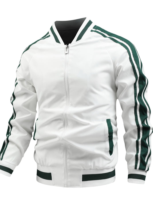 Veste de Sport Blanche et Vert Foncé pour Homme - LuxeStyle