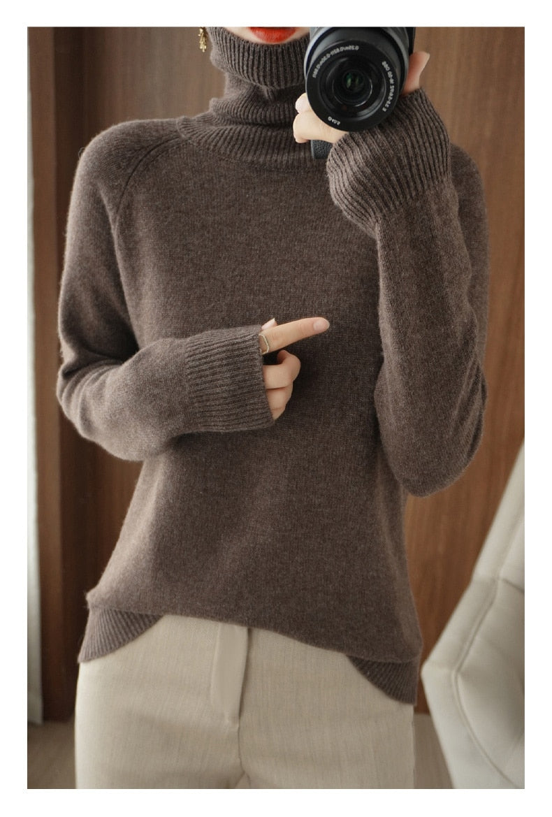 Pull femme noir douillet en laine mélangée