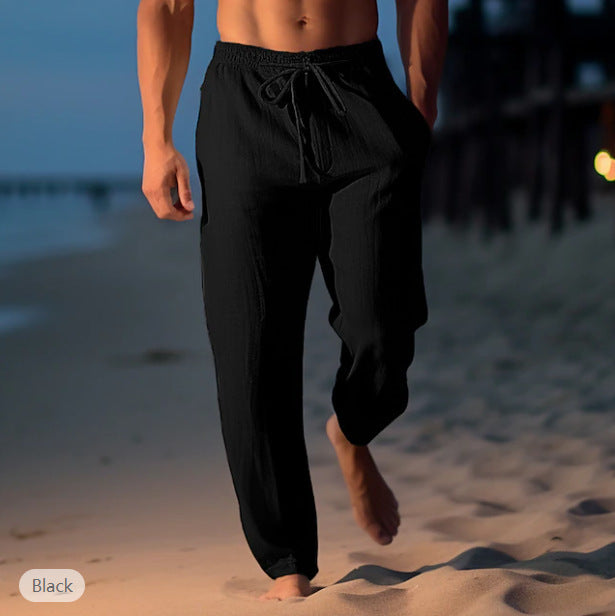 Pantalon Homme Plage Lin Clair Décontracté