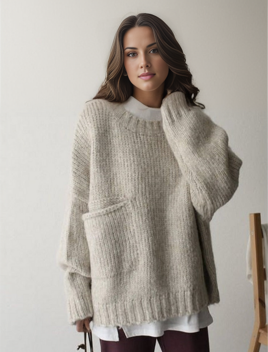 Pull Femme Grande Taille avec Poche Colorée pour Hiver - LuxeStyle