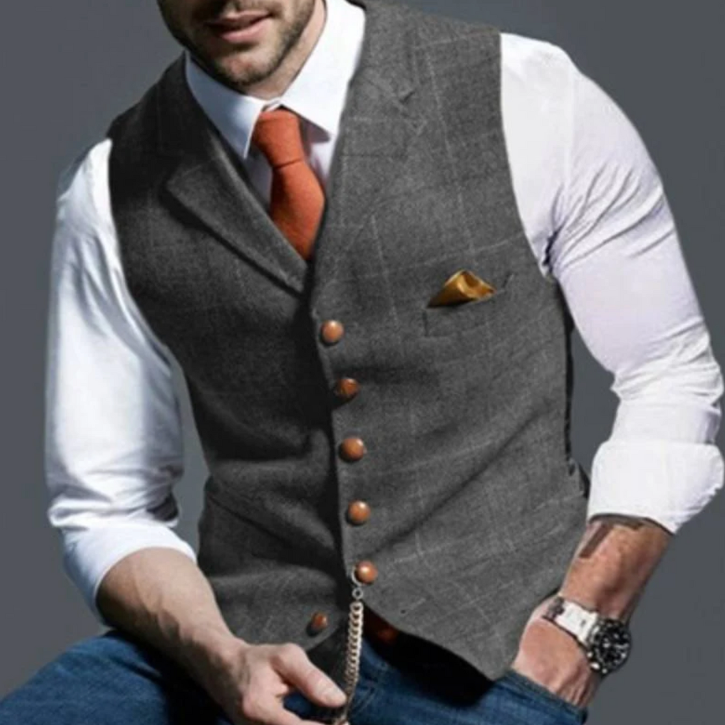 Gilet Homme Élégant Taille Fine avec Fermeture et Poches