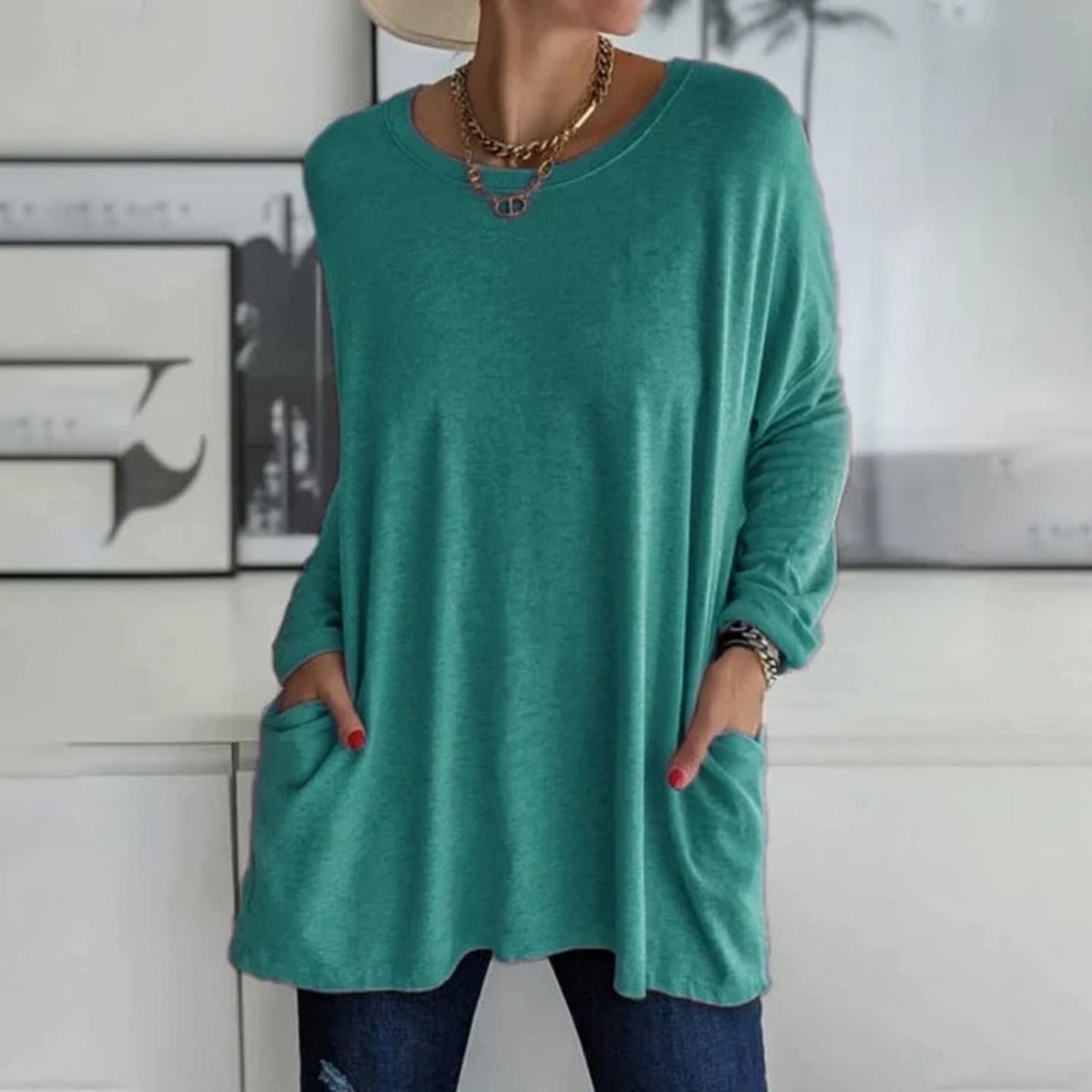 Pull Femme Chaud et Confortable avec Poches