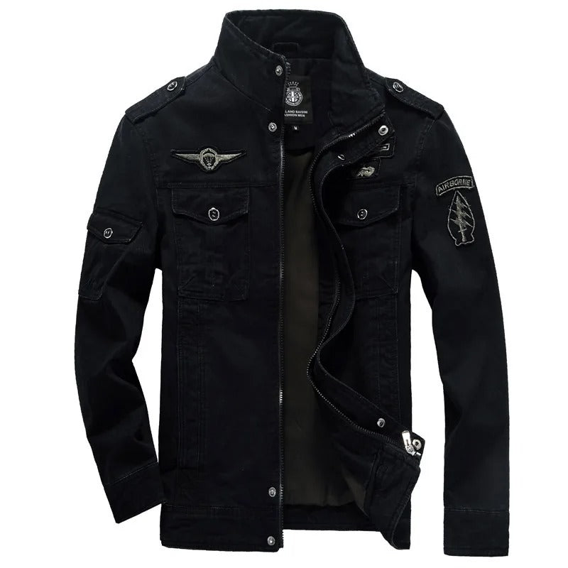 Veste Militaire Élégante avec Fermeture Éclair et Poches