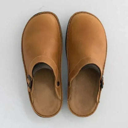 Sabots Cuir Brun Homme avec Fermeture Rapide