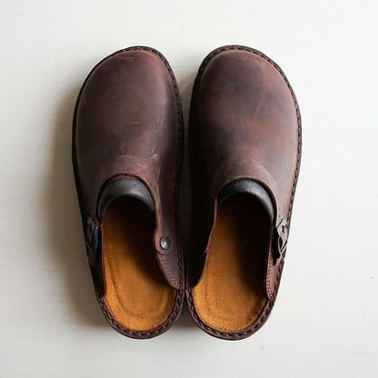 Sabots Cuir Brun Homme avec Fermeture Rapide