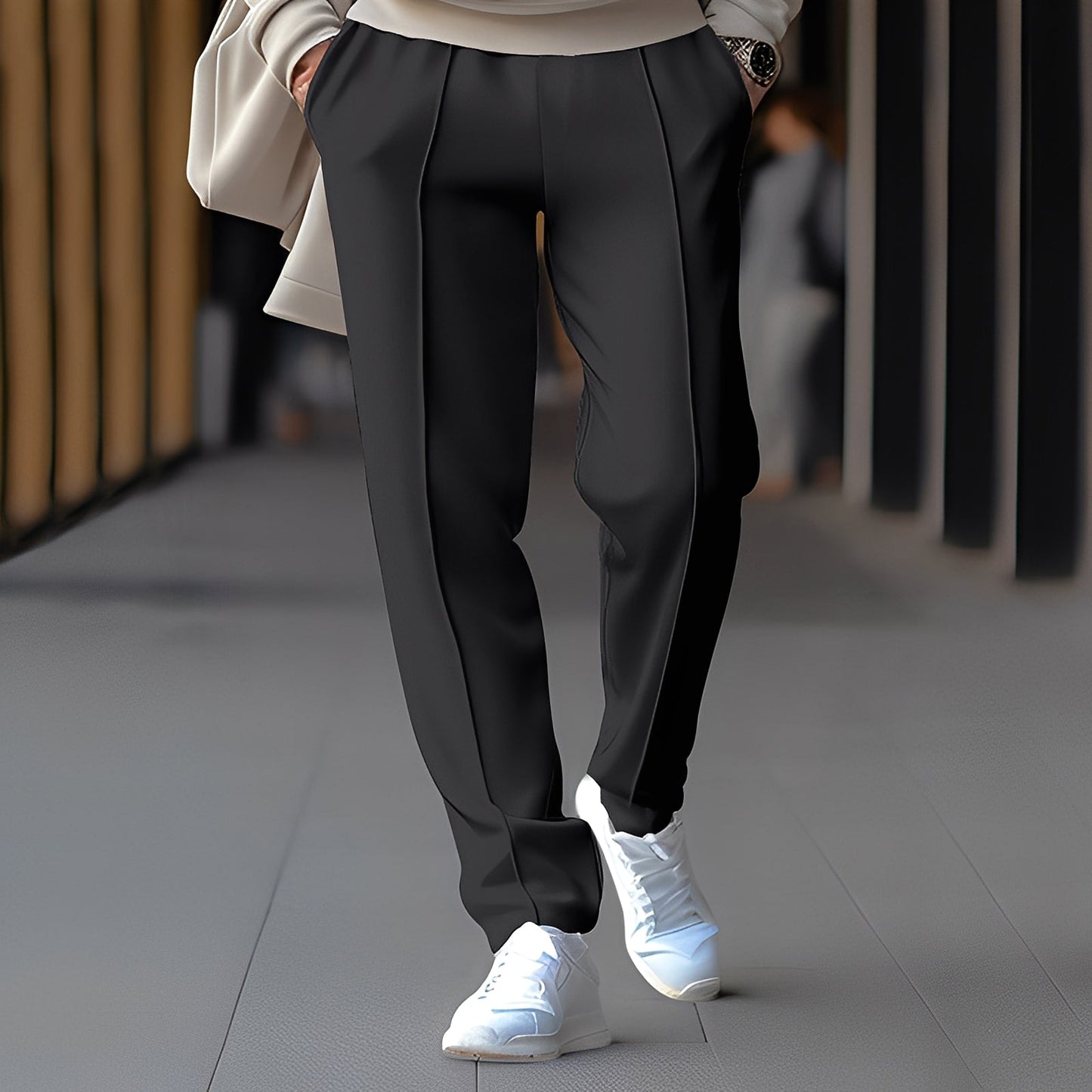 Pantalon Homme Élégant Taille Droite pour Travail Quotidien