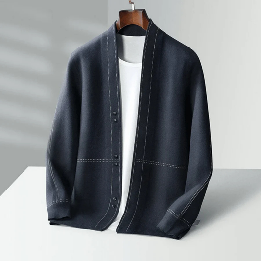 Pull en laine noir boutonné homme - LuxeStyle