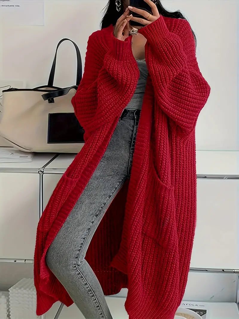 Gilet Tricoté Féminin – Gilet Long Douillet pour Femme en Automne