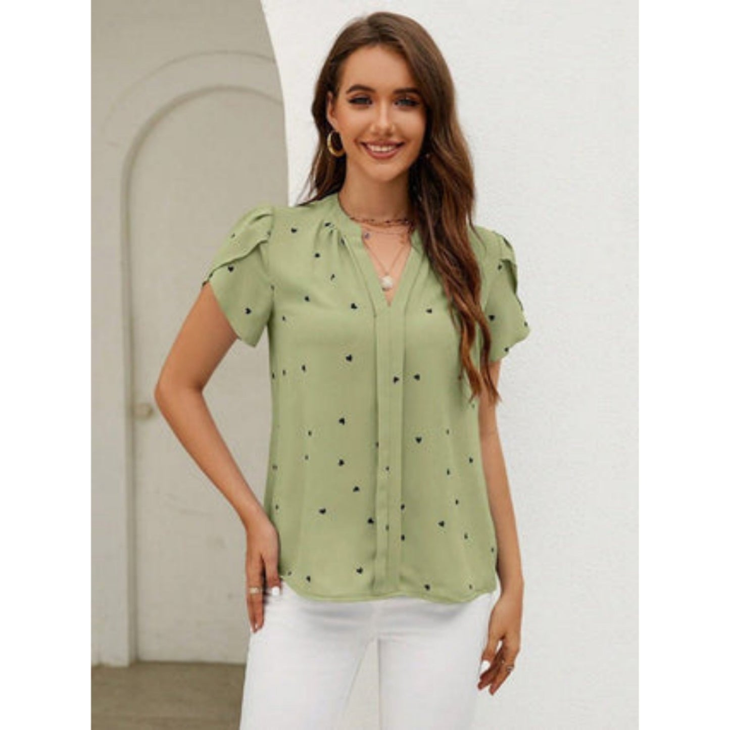Blouse Élégante Manches Courtes Femmes