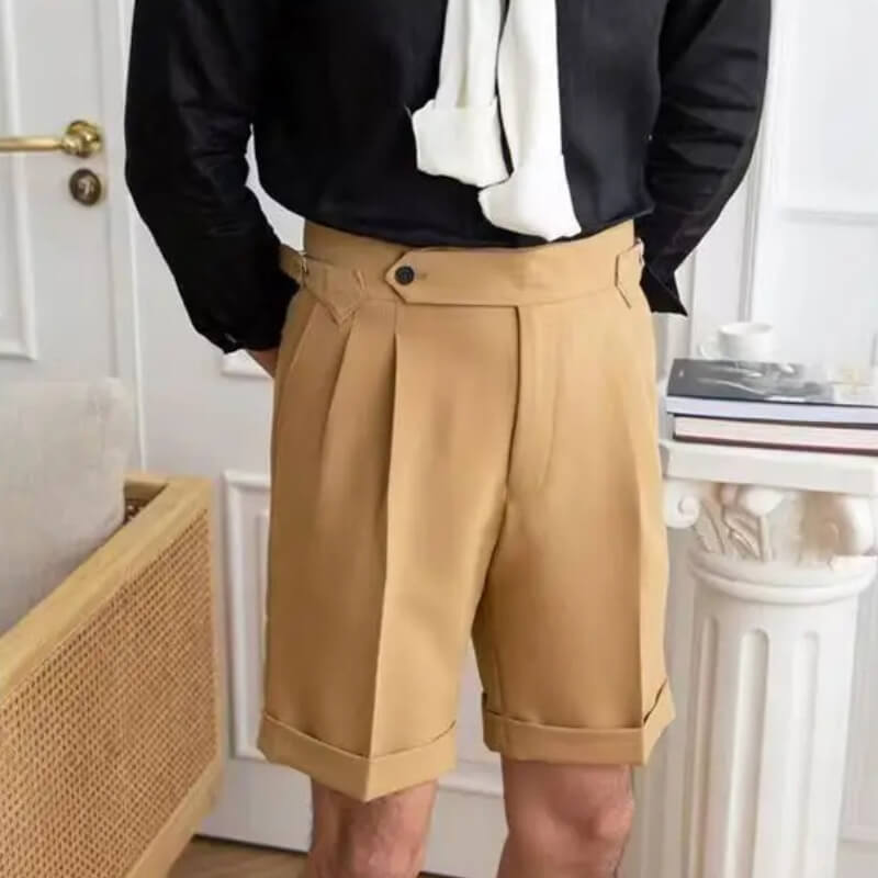 Short de lin Beige Élégant Homme