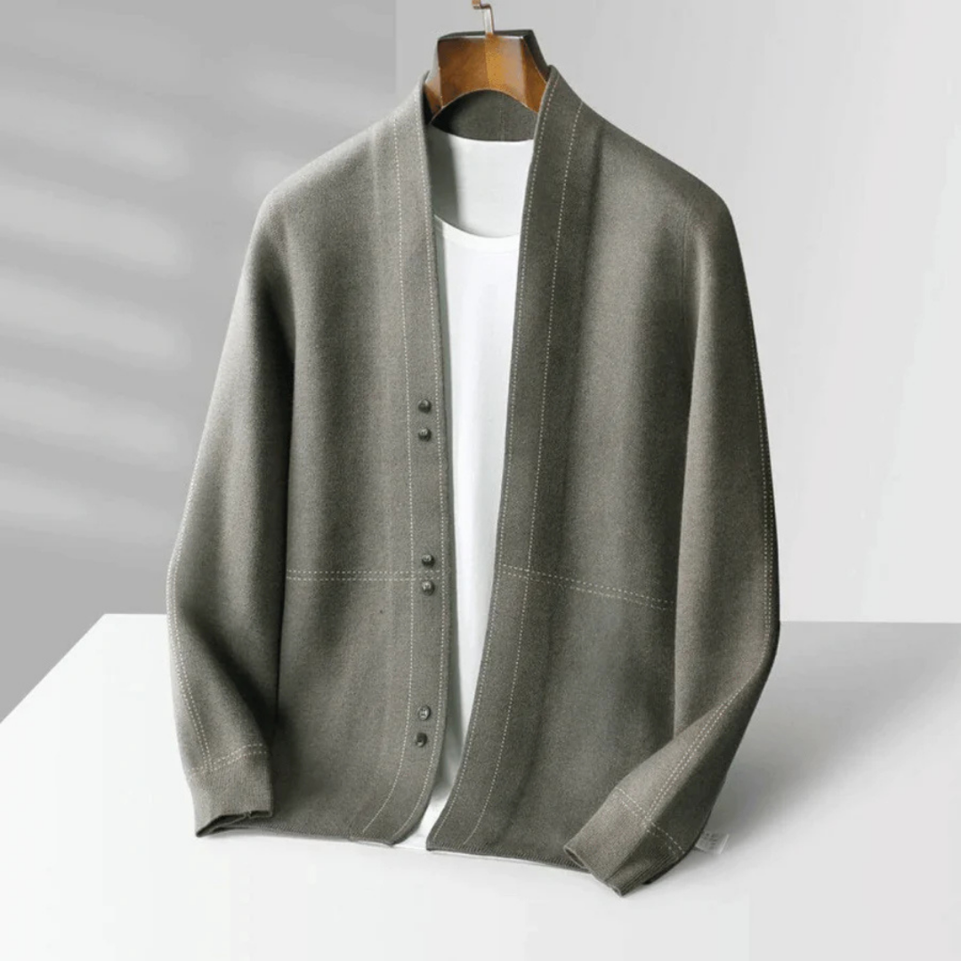 Pull en laine noir boutonné homme