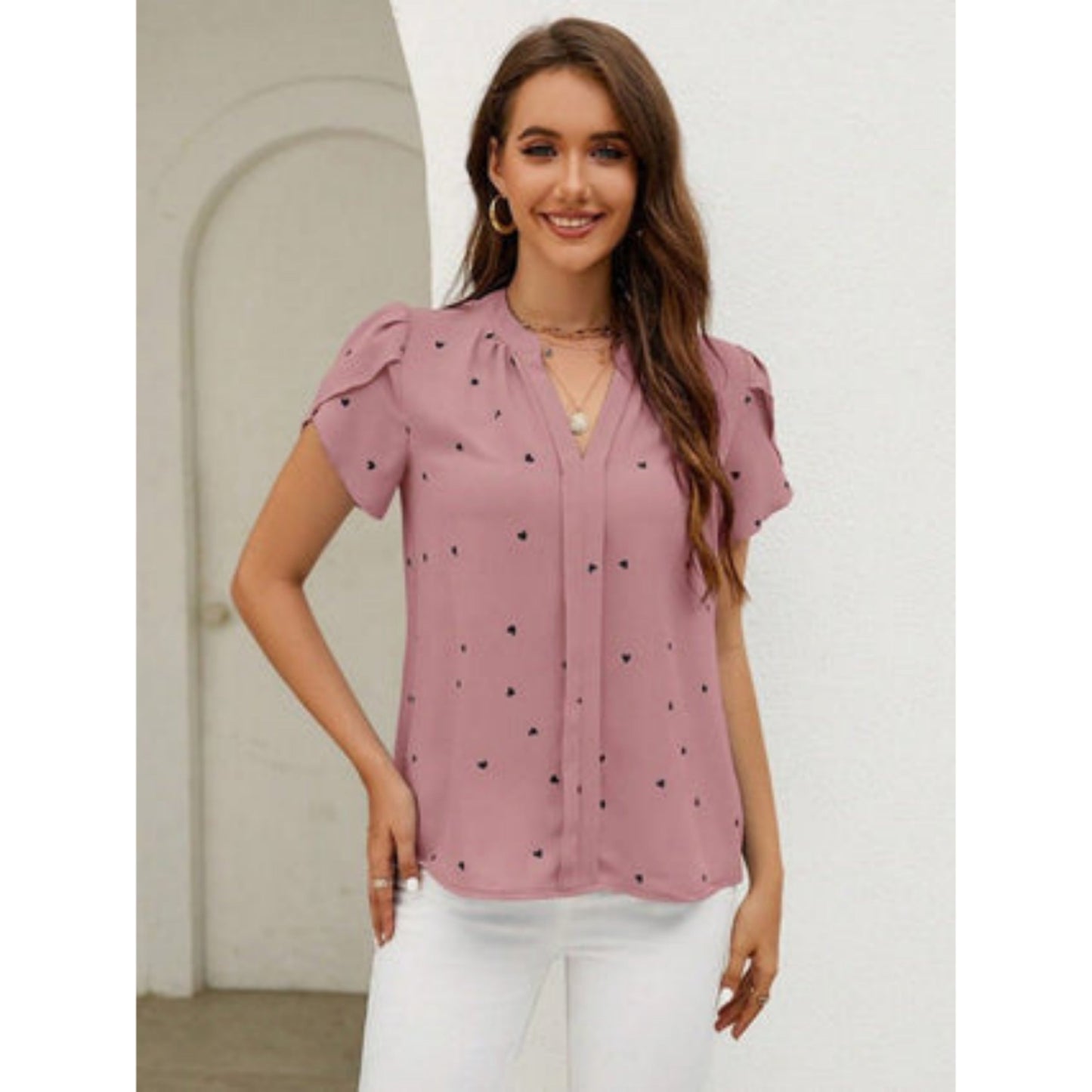 Blouse Élégante Manches Courtes Femmes