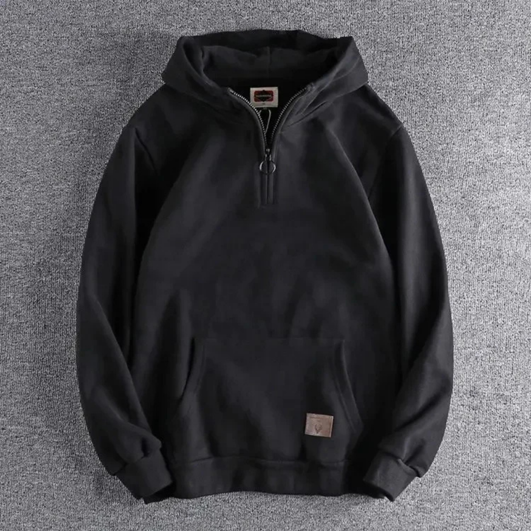 Sweat à capuche noir homme zippé sport - LuxeStyle