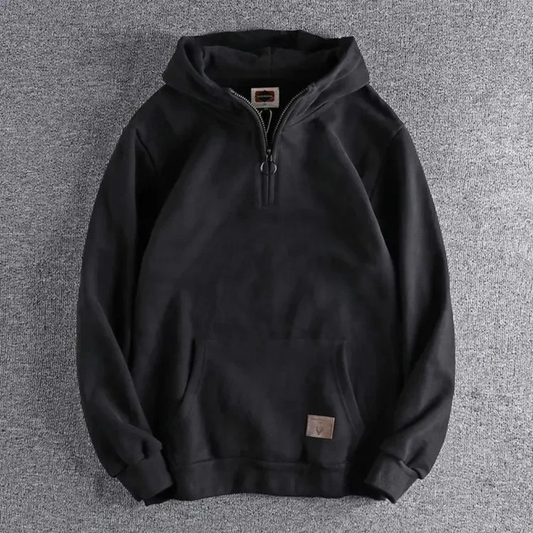 Sweat à capuche noir homme zippé sport - LuxeStyle