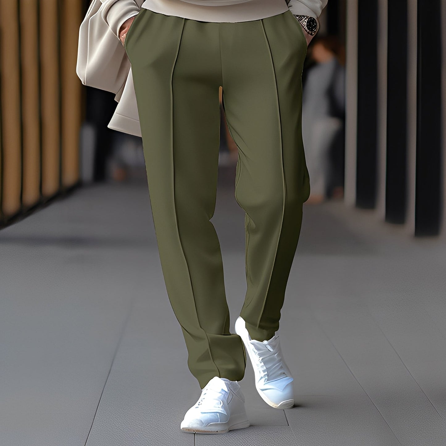 Pantalon Homme Élégant Taille Droite pour Travail Quotidien