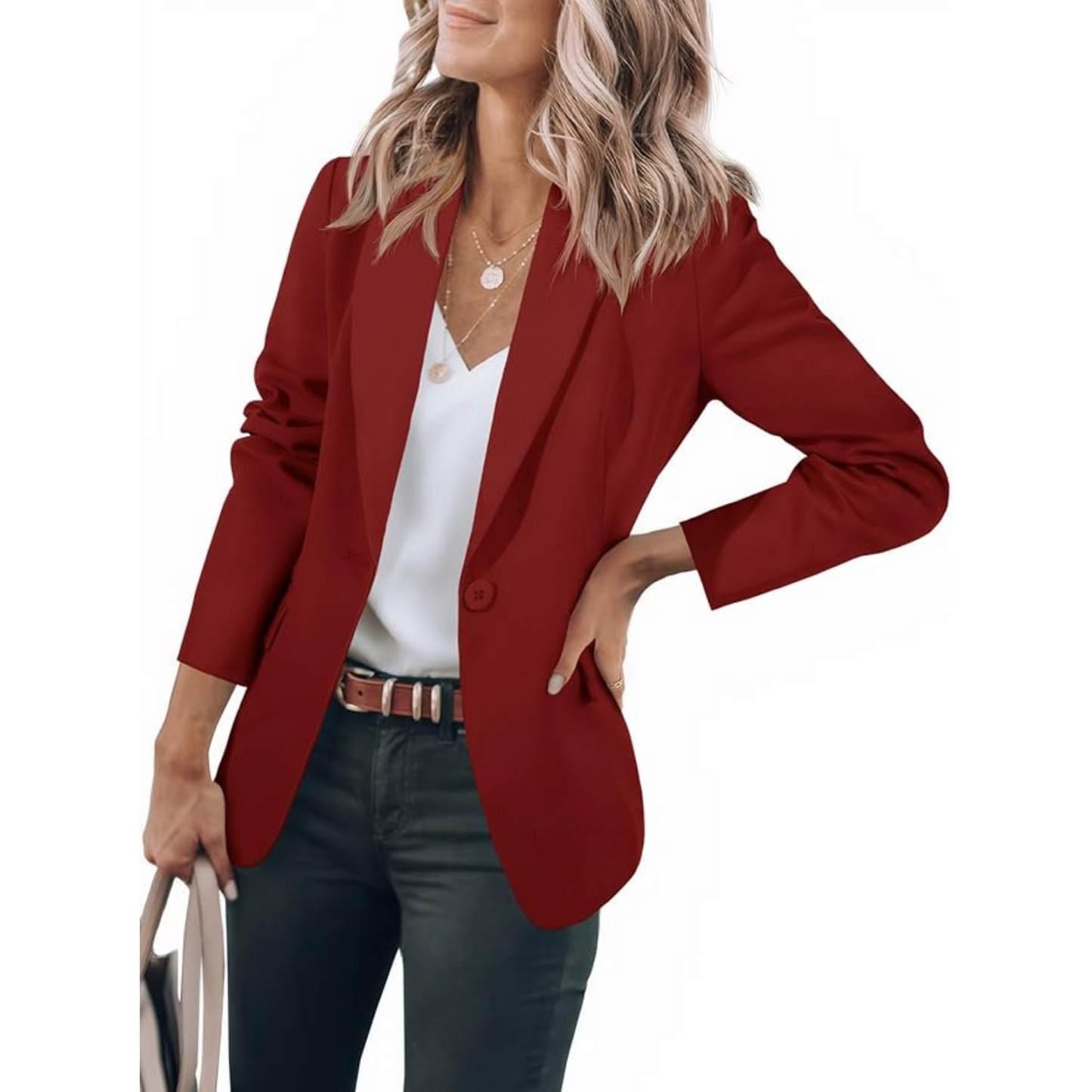 Blazer Féminin Corail Décontracté