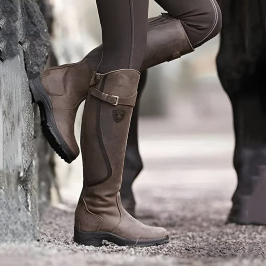 Bottes équitation femme cuir brun chic - LuxeStyle