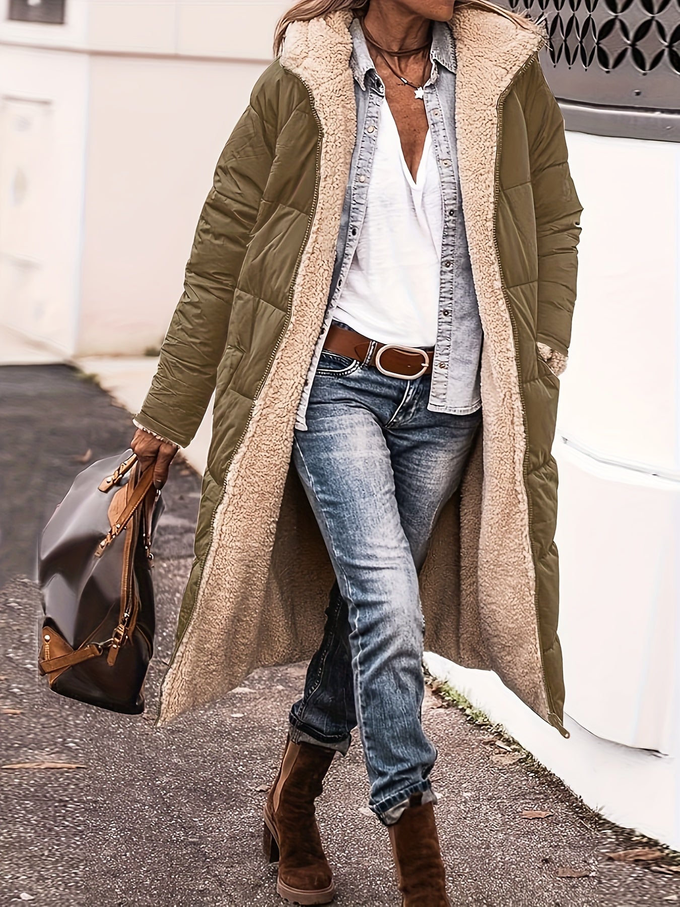Manteau Femme Hiver Élégant Doublé Polaire