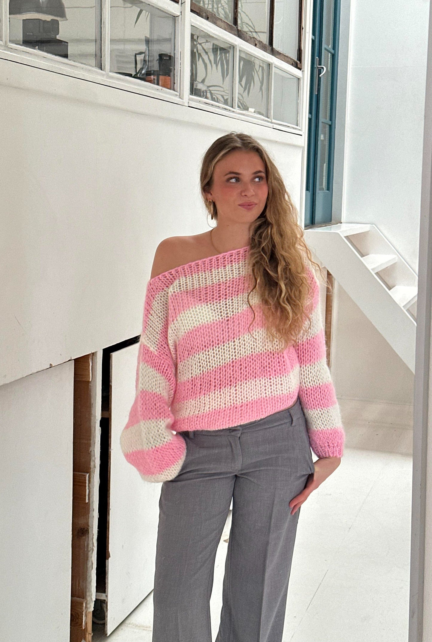 Pull à rayures doux pour femme