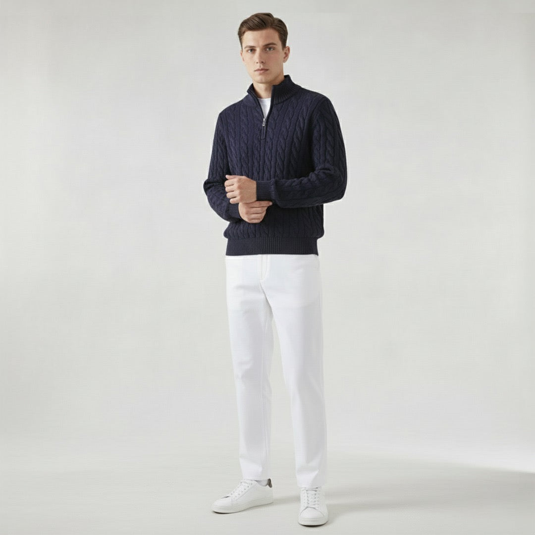 Pull en Laine Marine Élégant pour Homme - LuxeStyle