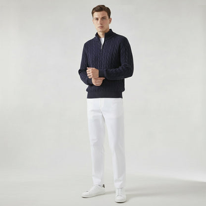 Pull en Laine Marine Élégant pour Homme - LuxeStyle