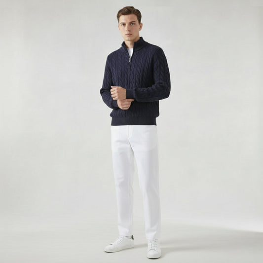 Pull en Laine Marine Élégant pour Homme - LuxeStyle
