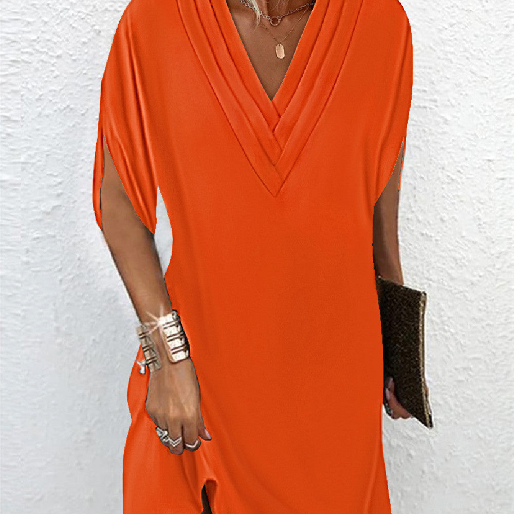 Robe Chic à Manches Coupées pour Femmes Midi