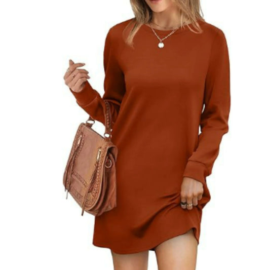 Robe Femme Col Rond Manches Longues Mini - luxestyle