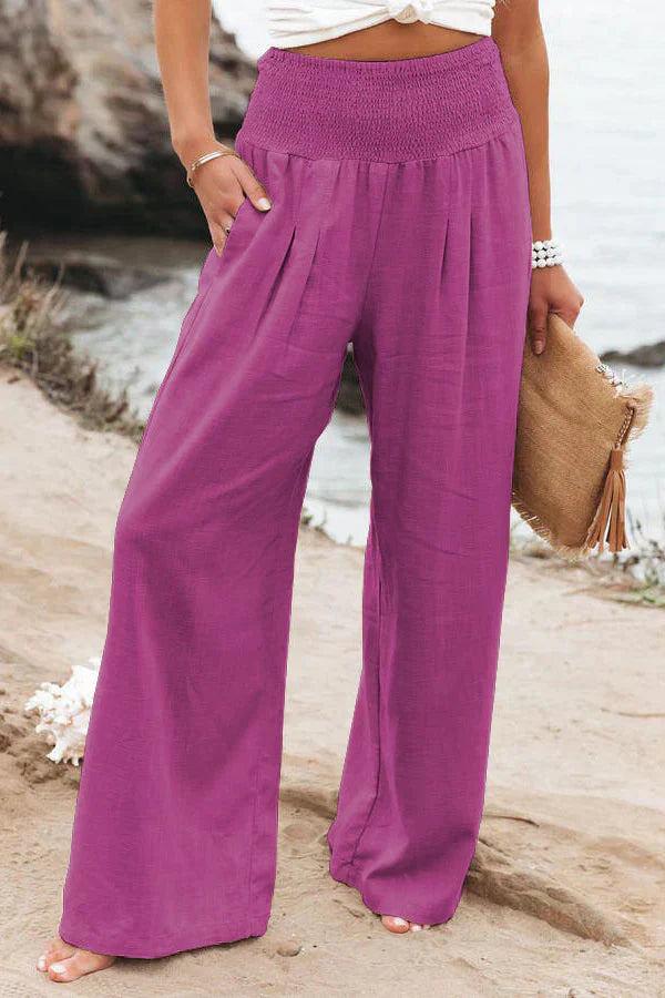 Pantalon Linéaire Femme – Taille Élevée, Coupe Fluide et Raffinée pour l'Été - LuxeStyle