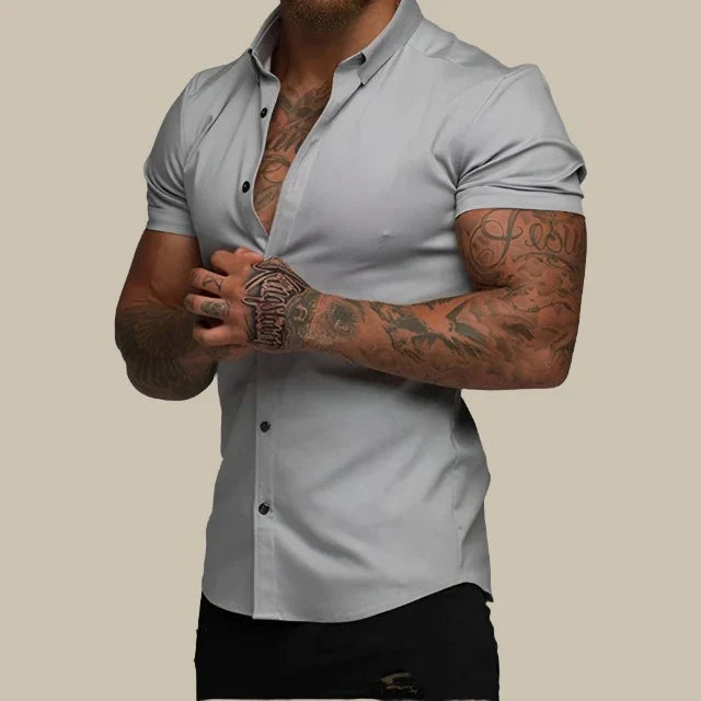 Chemise Élégante Cintrée Manches Courtes Féminine
