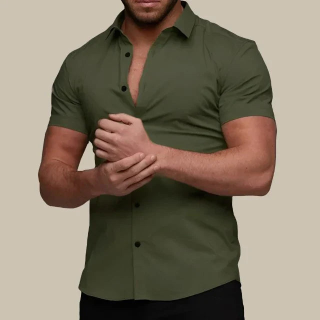 Chemise Élégante Cintrée Manches Courtes Féminine