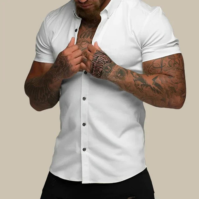 Chemise Élégante Cintrée Manches Courtes Féminine